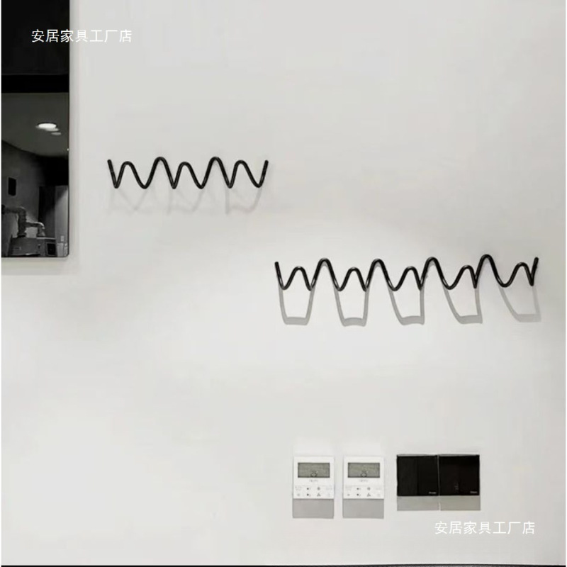 ins挂钩北欧波浪设计铁艺墙面挂饰玄关壁挂挂衣钩装饰创意衣帽钩|undefined