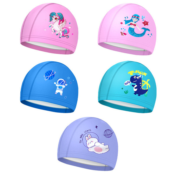 polyurethane waterproof cartoon elastic comfortable swimming cap for…