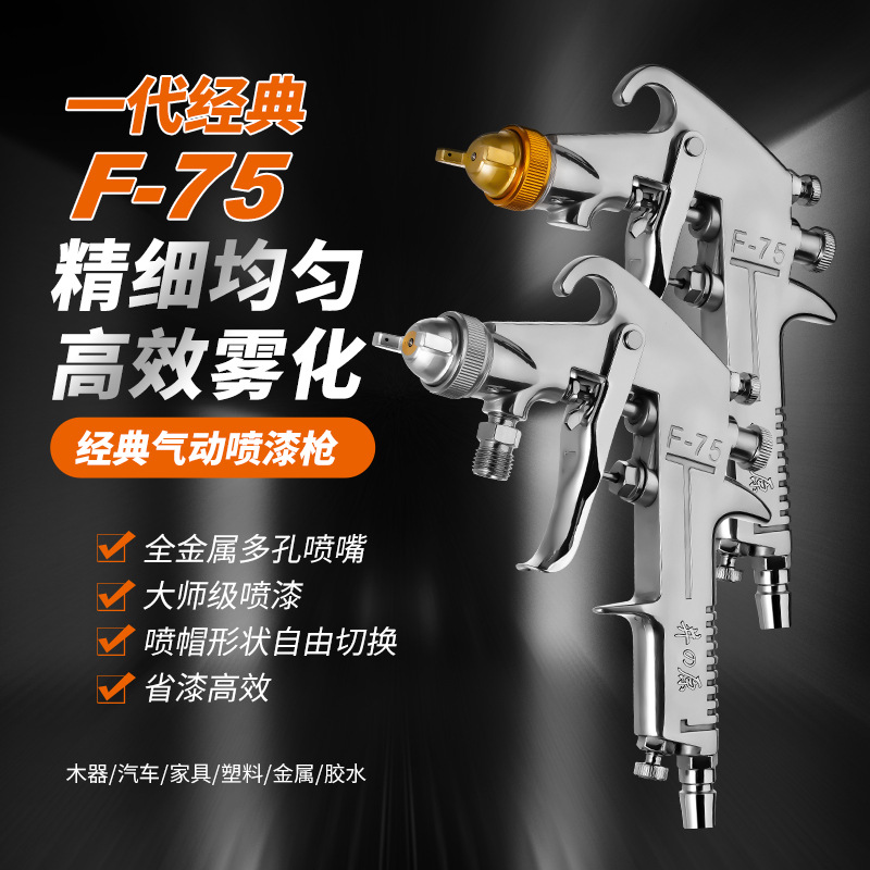 原装井の原喷漆枪F-75油漆喷枪汽车家具钣金喷漆高雾化上下壶气动