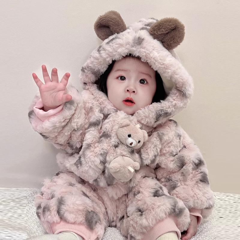 의 겨울 옷 달콤한 기모 따뜻한 면화 패딩 옷 소녀를위한 두꺼운 공주 옷