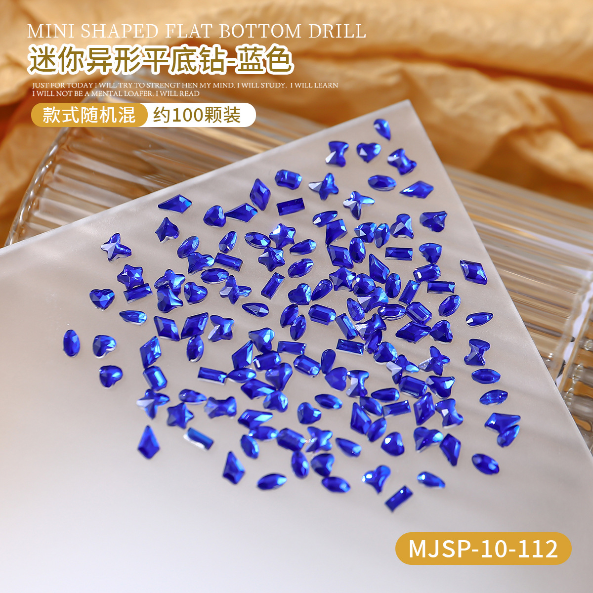 Mini joyas de manicura plano flash pequeño ojo de caballo pegatina irregular polvo transparente taladro de uñas de forma especial de champán