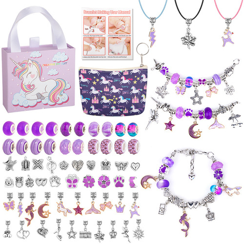 Cross-border Amazon hot selling pink set diy children's bracelet set box upgraded hardcover creative beaded gift box for women