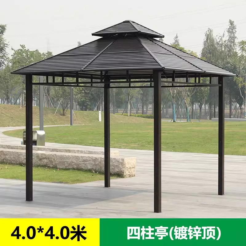 pabellón al aire libre techo galvanizado pabellón de cuatro pilares patio jardín terraza ocio sombrilla gran cobertizo