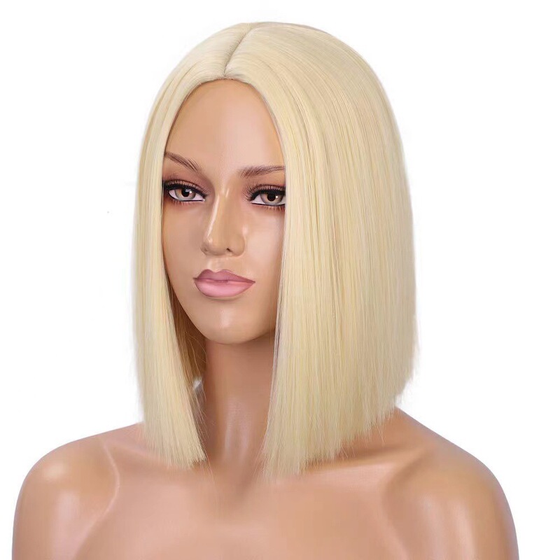 European and American Fashion Cross-Border Wig Women's Shoulder-Length Medium Straight Hair Wig Full Headgear African Hot-Selling Wig Manufacturer Ready Stock