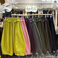 wj2025秋季新款女下装哈伦裤日系九分裤宽松女裤外贸慵懒风加绒