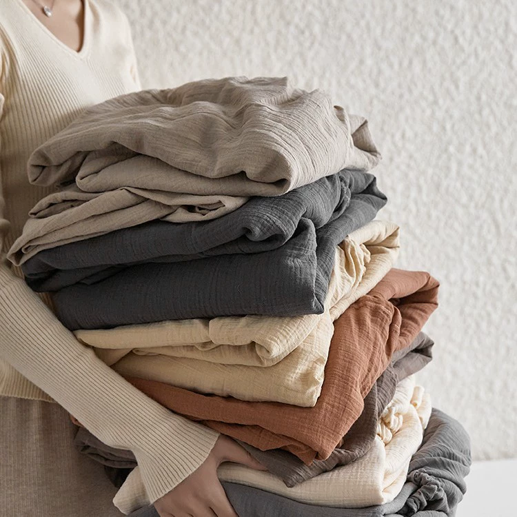 Удобные голые хлопковые простыни класса А ~ Двухслойная пряжа складчатая пряжа