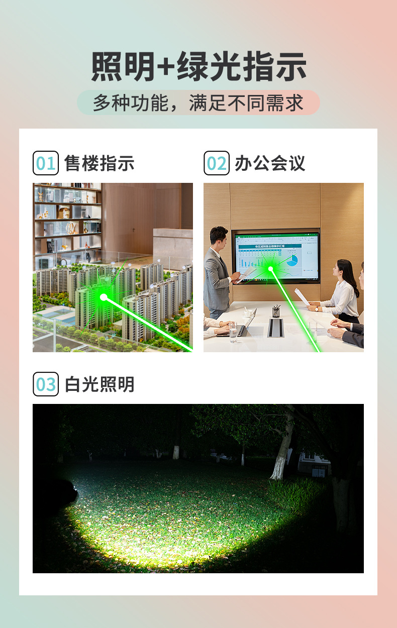激光+白光二合一手电