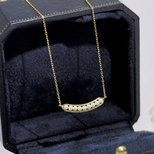 925銀鍍金豌豆女式珍珠幾何型高領金色十字鏈百搭時尚項鏈