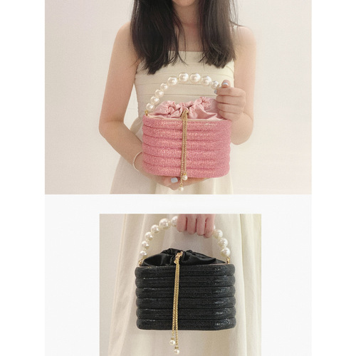 Bag Lady  New Product Water Diamond Bag Pearl Bag Chain Sweet Birdcage Hand-held Single Shoulder Crossbody Evening Bag