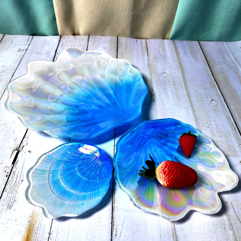 Creative Colorful Glass Shell Dish Household Ion Plating Marine Fruit Plate European Tray Snack Ornaments Plate