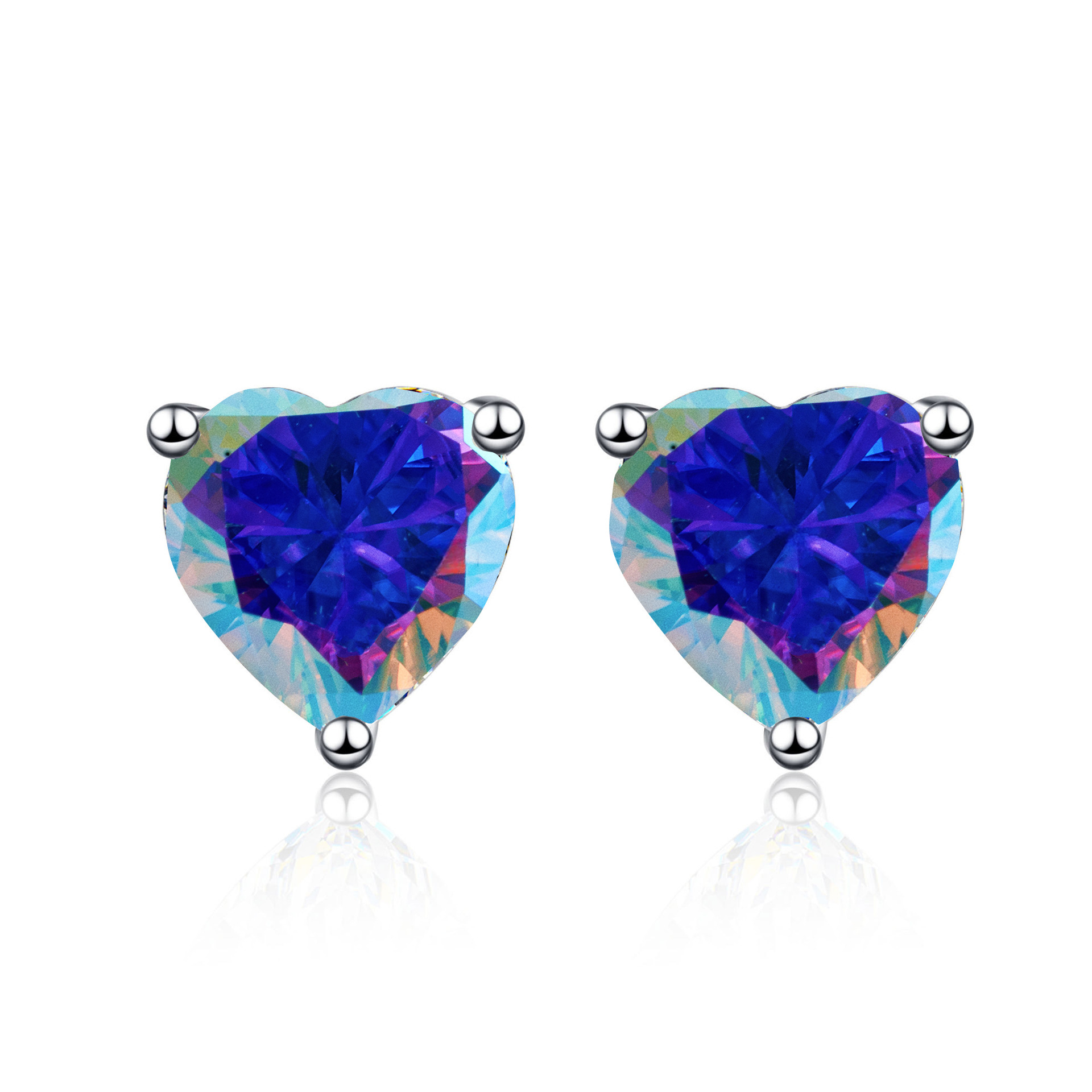 Multicolor de importación de moissanita en forma de corazón 1CT2CT plata esterlina simple moissanita en forma de corazón pendientes de diamante clásicos pendientes