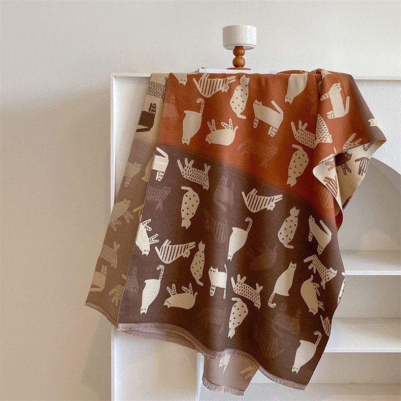 Autunno e inverno nuovo gatto colorato carino ragazza studentessa caldo scialle sciarpa di alta qualità grande 666_voghion.com