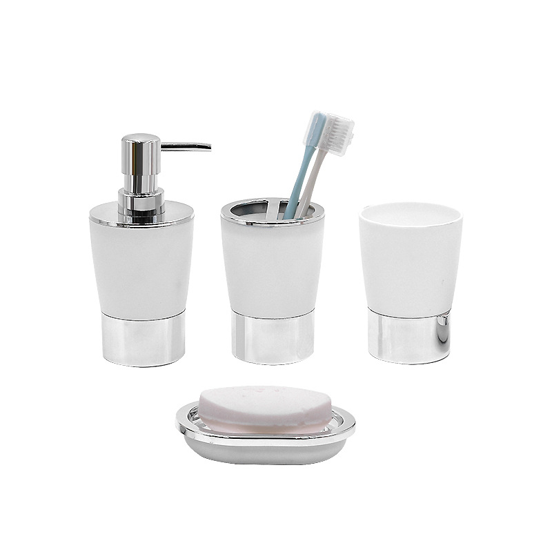 Baño de lujo ligero conjunto de artículos de higiene de baño de cuatro piezas conjunto de cepillo de dientes de baño contenedor de basura conjunto de baño ornamentos