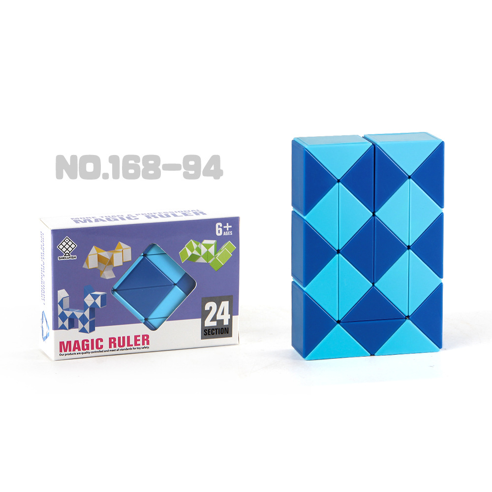 24 piezas de regla mágica transfronteriza, juguetes de rompecabezas, regla mágica plegable, nuevo color azul cielo, 72 piezas de regla mágica.
