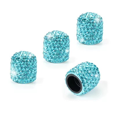 valve: Full Diamond Valve Core Covers - lake-blue-diamond-4-pack