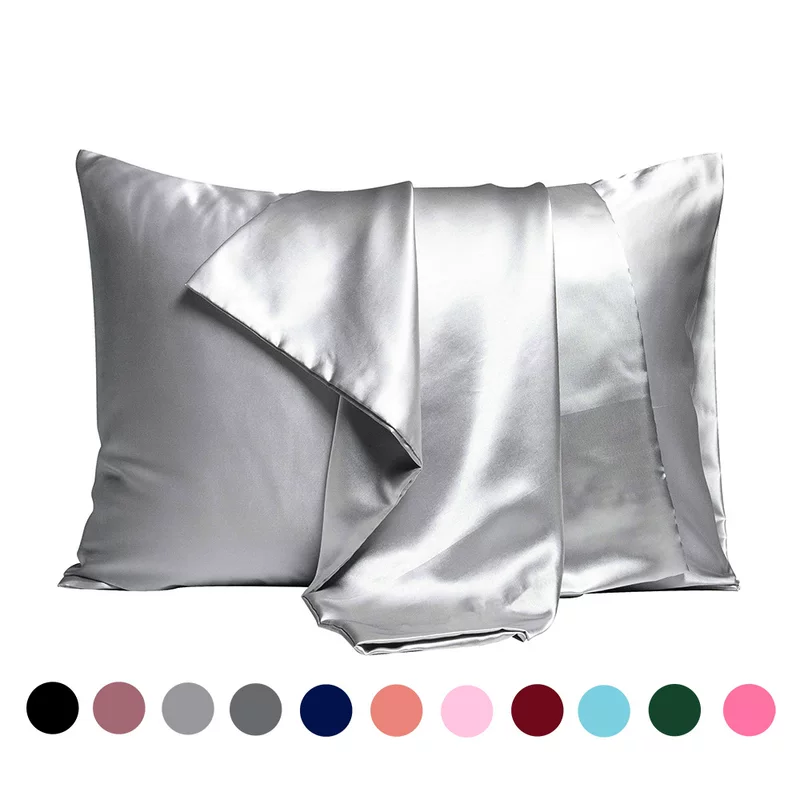 Silk-Feel Double-Sided Pillowcase, Simulated Satin, Multiple Sizes (43×63–51×137 cm), Customizable