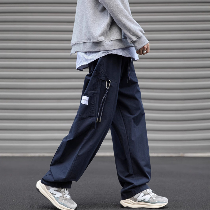 Japanese-Style Functional Patchwork Casual Pants for Men, Spring and Autumn Loose Straight Basic Cityboy Wide-Leg Cargo Long Pants for Men Japanese-Style Functional Patchwork Casual Pants for Men, Spring and Autumn Loose Straight Basic Cityboy Wide-Leg Cargo Long Pants for Men