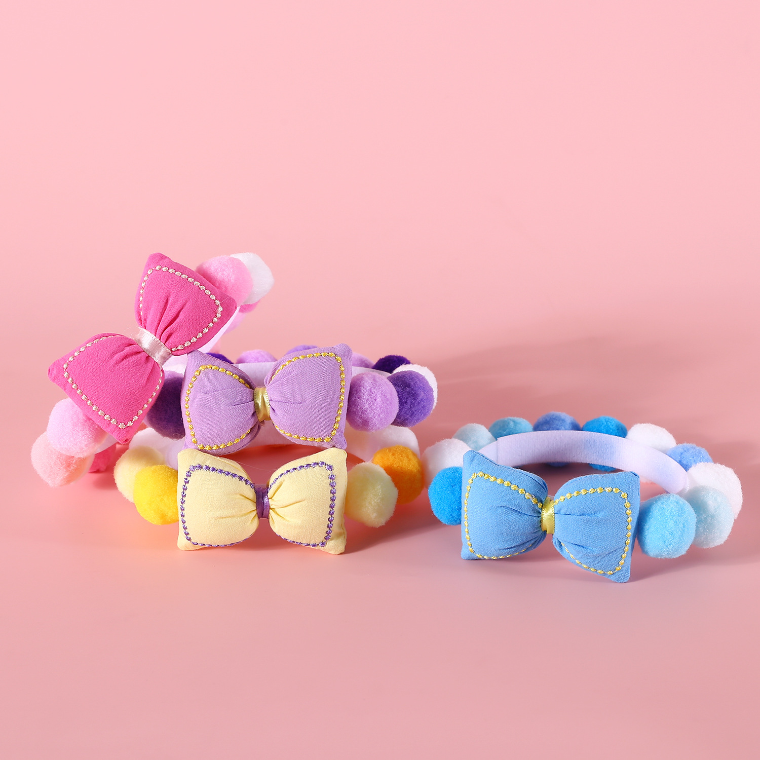 Nuevo colorido bola arco mascota collar macarón rosa pequeño perro gato collar accesorios princesa de cumpleaños