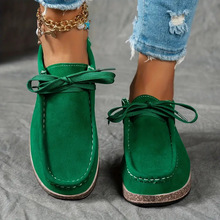 欧美大码系带帆布单鞋女2025春秋新款平底休闲女鞋单鞋跨境temu