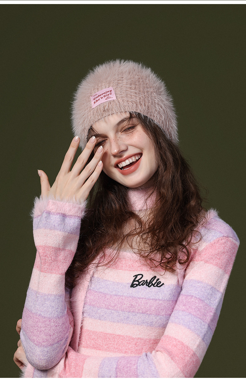 Neue gestrickte Mütze aus Nerz-Samt, Outdoor-Wollmütze für Damen, winddichter und kältebeständiger Plüsch, vielseitige Gehörschutz-Kältemütze_voghion.com