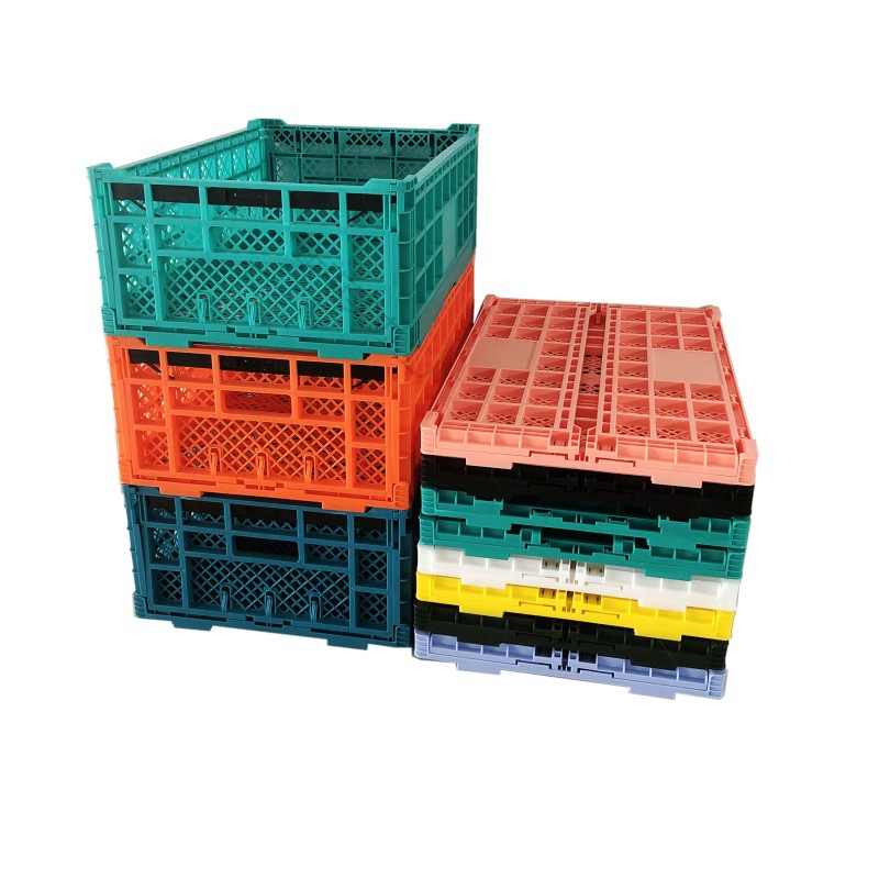 塑料折叠筐货架 水果筐 加厚折叠周转框超市水果店摆台展示筐篮子