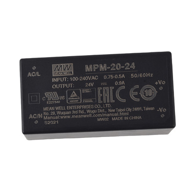 明纬电源 MPM-20-24 20W 高信赖性的绿色医疗基板型电源