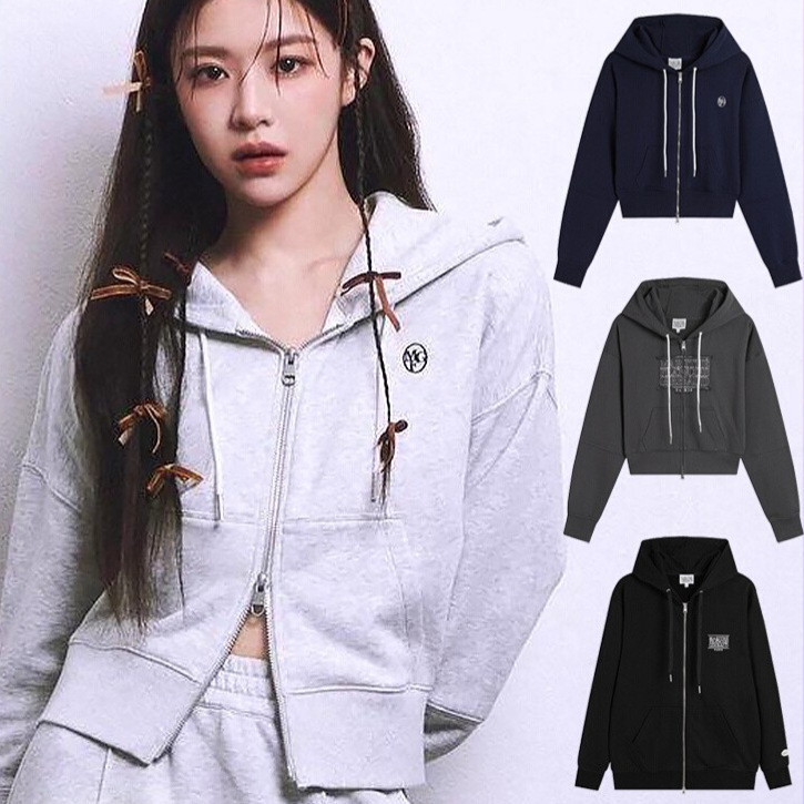 Korean Niche Fashion Brand Mar* Women's Short Zip-Up Cardigan, Same Style as Go Yoon-Jung, Spring and Autumn Hooded Sweatshirt
