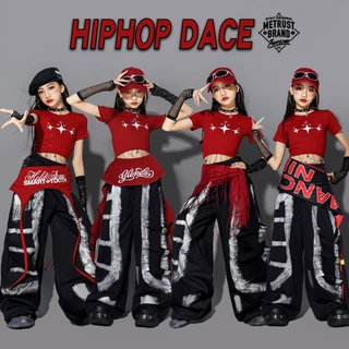 女童jazz红色爵士舞演出服儿童街舞服装女孩裤子潮装少儿走秀套装