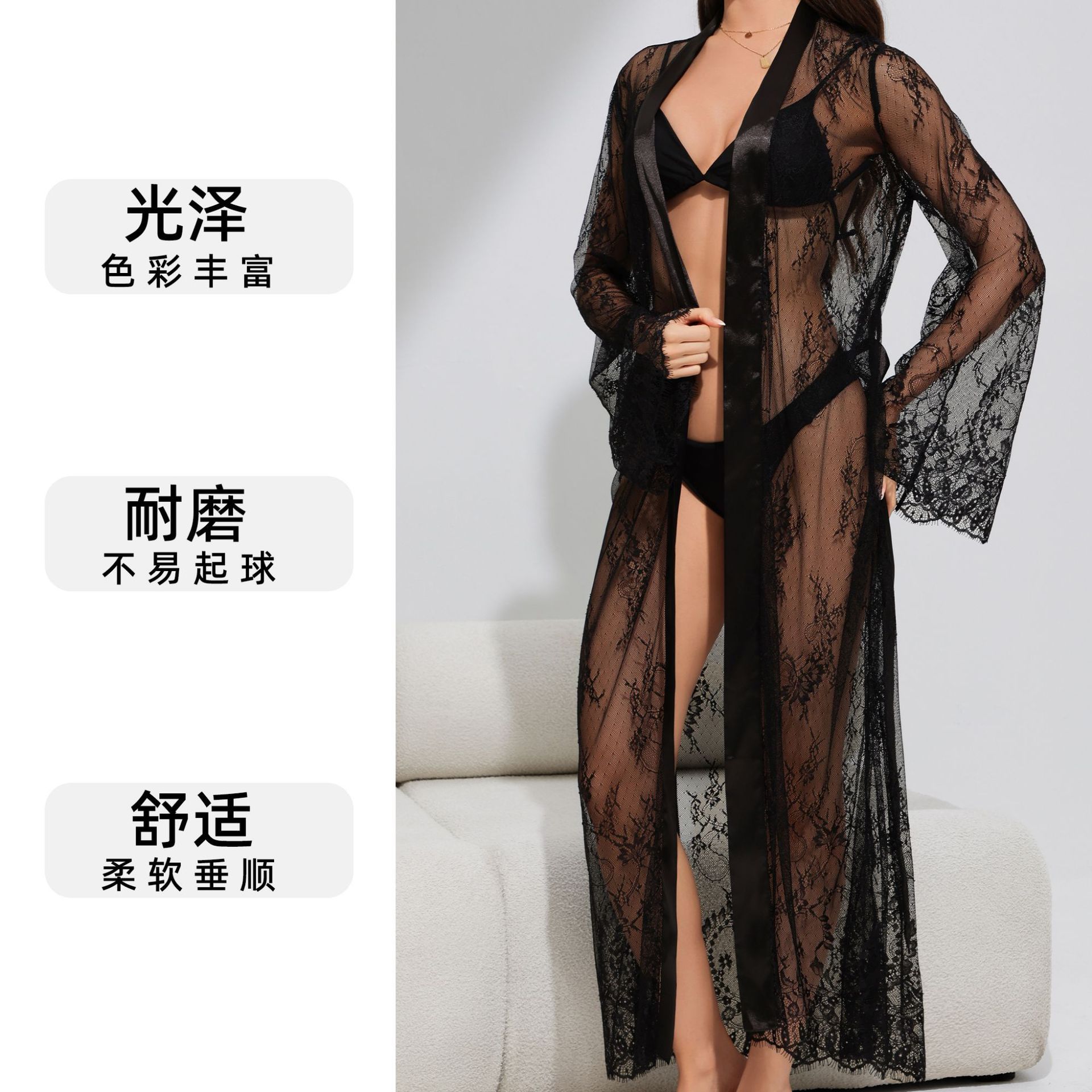 Yaoting transfronterizo amazon nuevo pijama sexy encaje bata bata bata de baño ropa de casa bata para dormir 3577