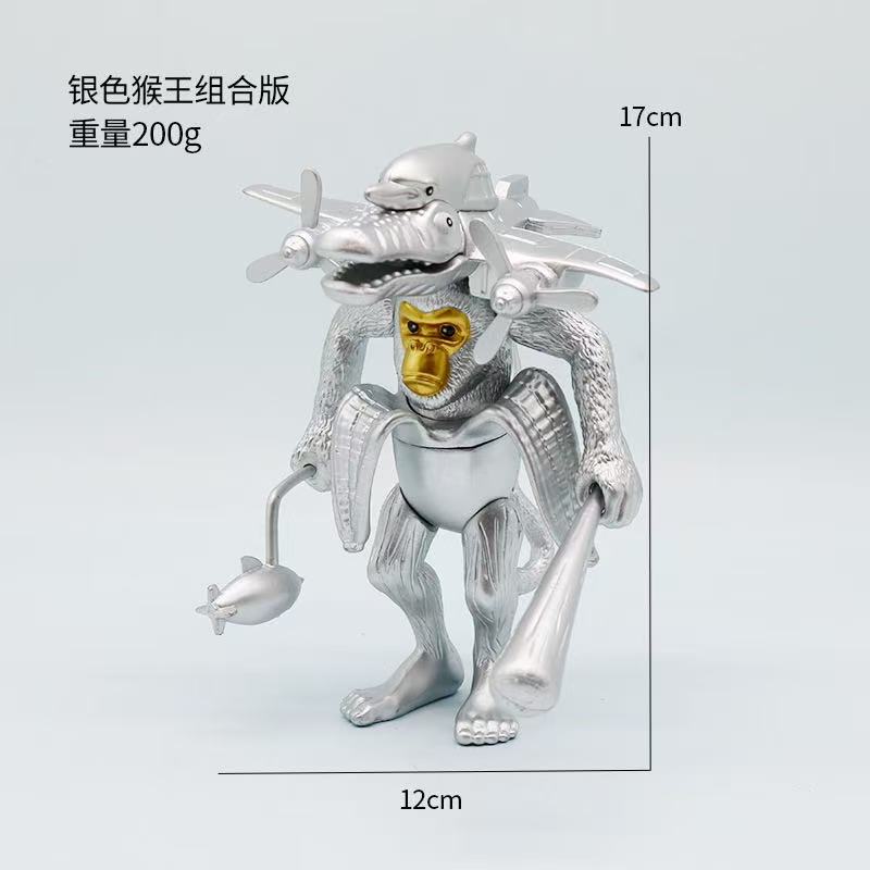 Versión dorada de la combinación de hombre de palo de madera extraño de costura, neumáticos de elefante ensamblados, todo divertido modelo de muñeca de decoración de escritorio