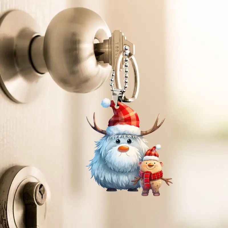 Navidad 2D lindos alces nuevos colgantes transfronterizos acrílicos planos colgantes de automóviles llaveros colgantes