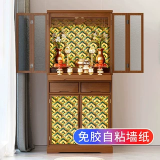 佛龛背景装饰自粘贴纸金箔中式橱柜门衣柜子翻新佛堂改造改色美化