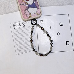 Minimalist style versatile butterfly knot crystal short handmade bead bag pendant keychain phone chain universal model