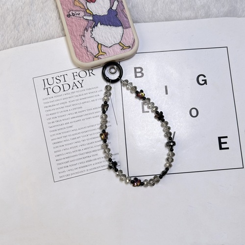 Minimalist style versatile butterfly knot crystal short handmade bead bag pendant keychain phone chain universal model