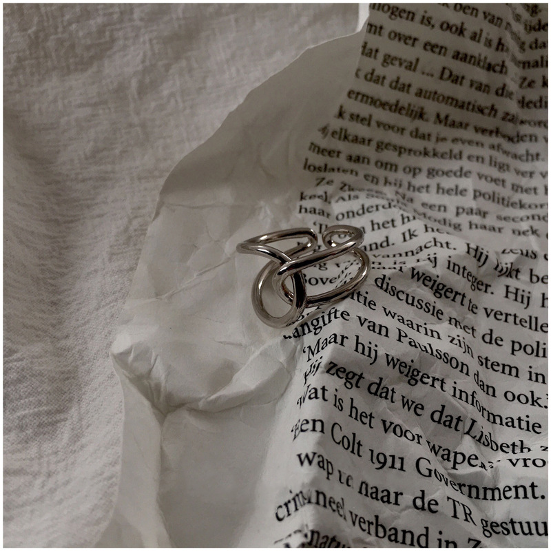 Wide Irregular Plain Band Cross Geometric Curves, Index Finger With Niche Open Design, Personalized Ring Wholesale_voghion.com