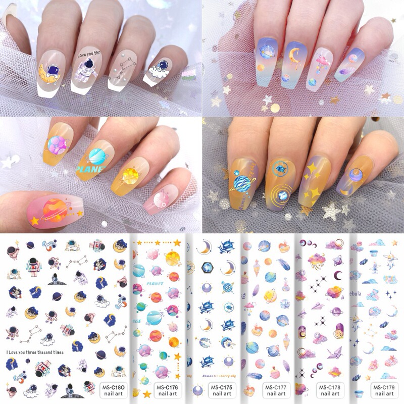MEET SWEET New Universe starry sky rainbow clouds planet space children nail stickers nail decals MEET SWEET New Universe starry sky rainbow clouds planet space children nail stickers nail decals