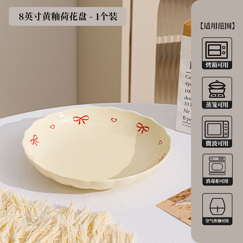 Tazón de cerámica de alto valor ins personalizado plato de arroz de color bajo vidriado tazón de sopa plato de pescado plato juego de vajilla de cerámica image 18