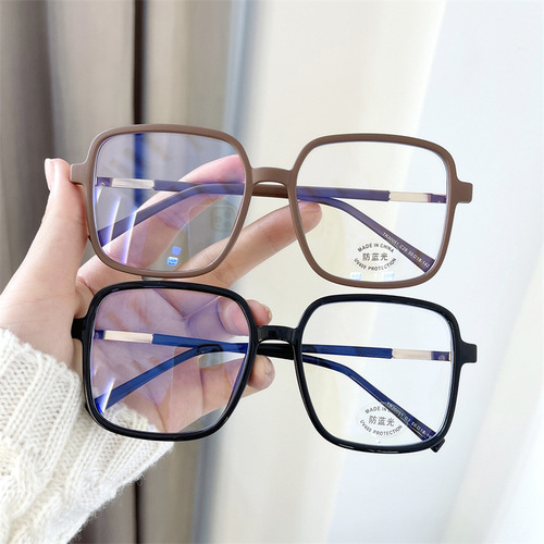 30051t Fashion Large Frame TR90 Anti-Blue Light Eyeglass Frame, Neutral Street Style, Sand Coffee Color, Prescription Glasses