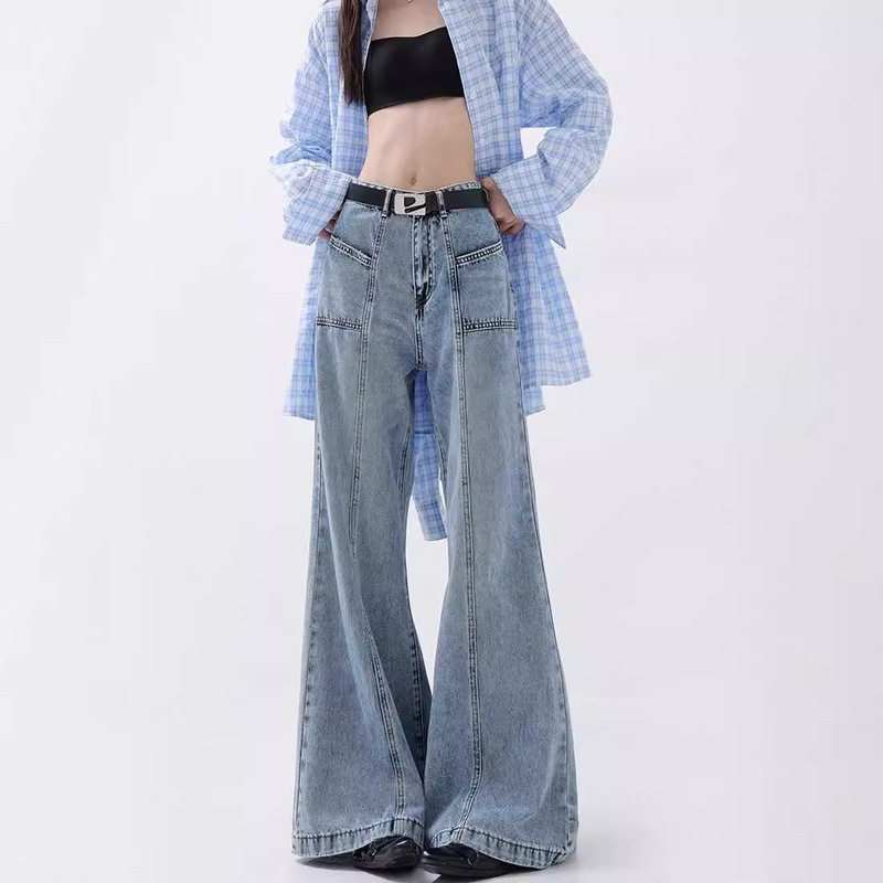 Blue Washed Loose Jeans for Women 2025 Spring and Autum New Design Slimming Look Floor-Length Pants Trendy