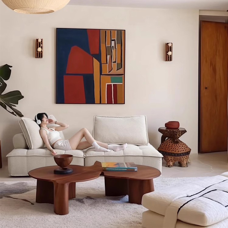 Transfronterizo vacío comprimido paquete esponja sofá pequeño tipo crema viento piémont módulo sofá cama de cordero cachemire