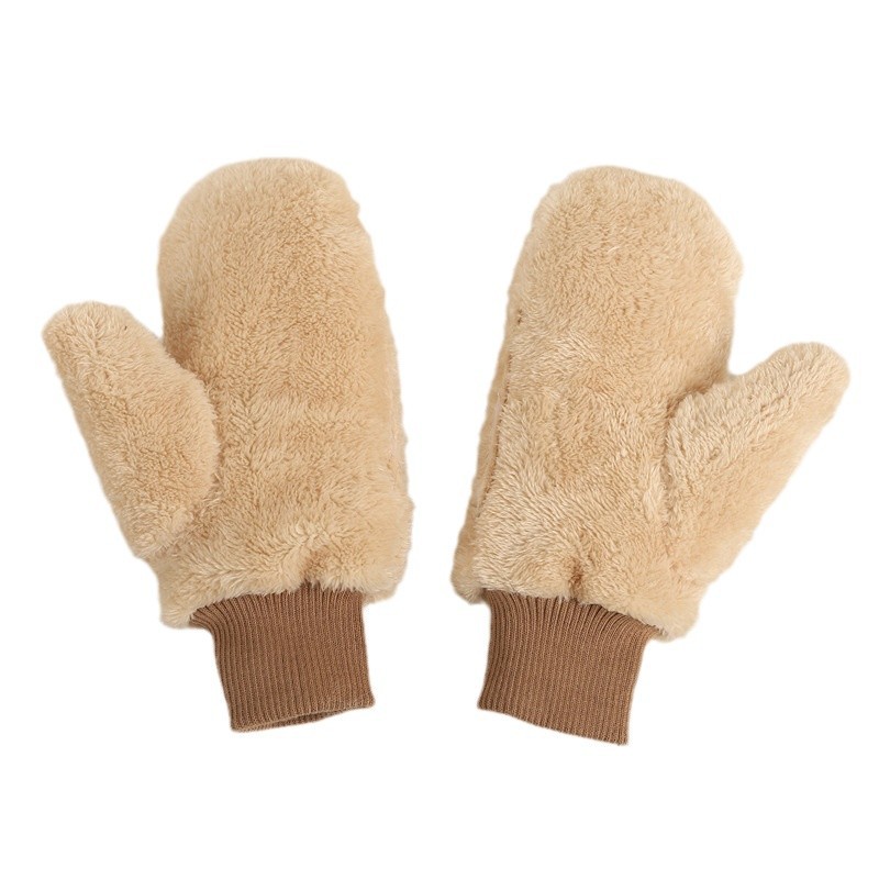 Nuevos guantes de peluche de otoño y invierno japoneses guantes de bicicleta calientes a prueba de frío más guantes de peluche gruesos dedos sofocados guantes lindos al por mayor