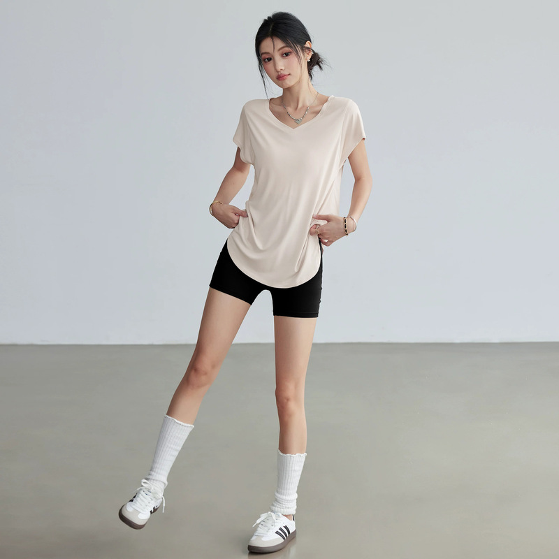 Plus-Size Women's Sports Suit, Loose Fit, Slimming Gym Wear, Women's Running Short-Sleeve T-Shirt, Quick-Dry Yoga Top, Cover-Up Shirt