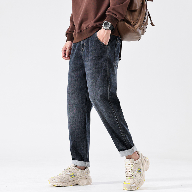2023 autumn and winter New stretch jeans men's loose tapered straight quality trendy American men's jeans 2023 autumn and winter New stretch jeans men's loose tapered straight quality trendy American men's jeans
