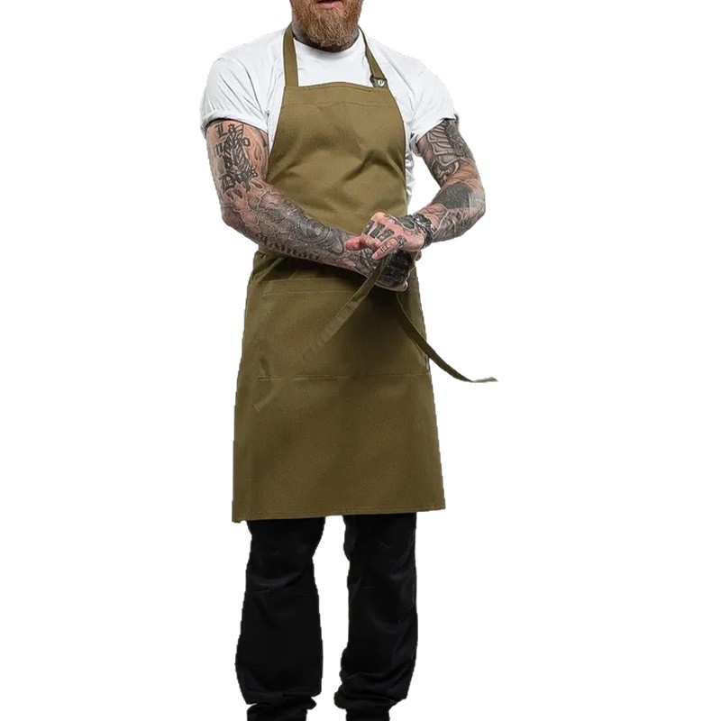 Nuevos herramientas transfronterizas nigerianos delantal impermeable logo personalizado correa larga cuello barista ropa de trabajo delantal publicitario