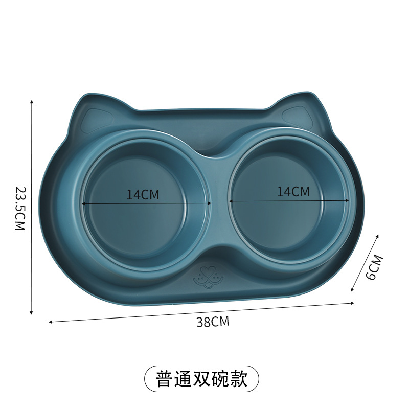 Dibujos animados anti-hormiga mascota tazón doble gato perro tazón de comida antideslizante tazón doble Teddy tazón de plástico a prueba de fugas gato tazón doble