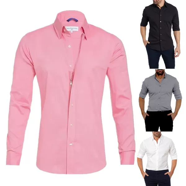 Plus Size 2023 Amazon New Men's Shirt Casual Button Zipper Shirt Long-sleeved Beach Linen Shirt