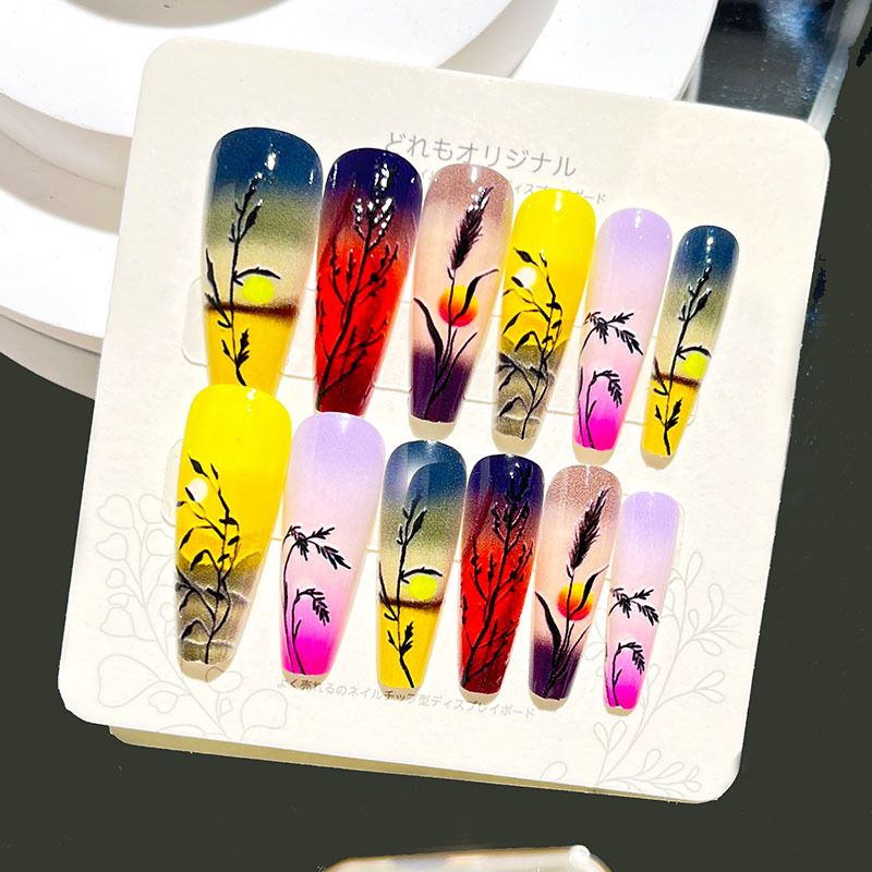 Nuevas uñas portátiles para adultos, uñas en relieve estéreo, parches de manicura, uñas postizas, uñas terminadas, uñas largas de ballet