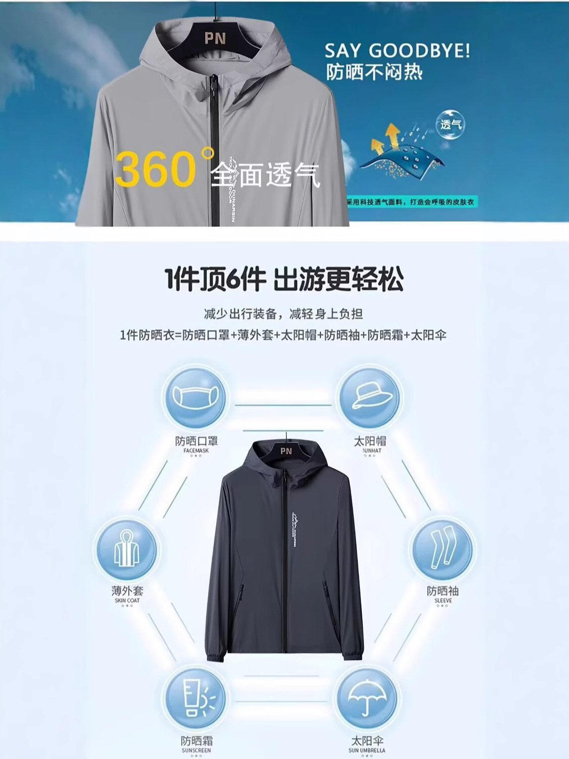 Ropa de protección solar Abrigo fino para hombres Seda de hielo de verano Ultra delgada transpirable Protección UV Ropa de protección solar para pieles al aire libre Chaqueta para hombres