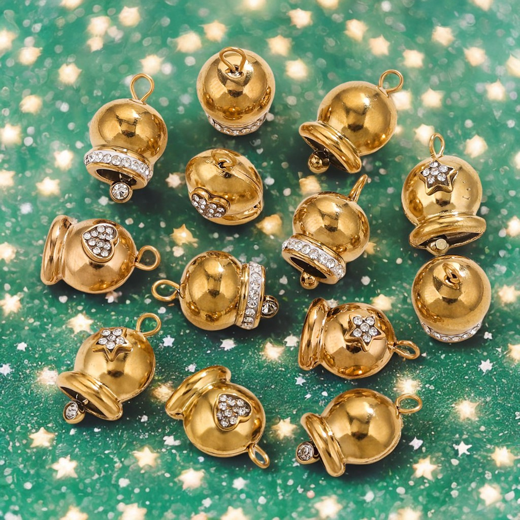 Joyas de acero inoxidable decoración de Navidad campana metálica DIY colgante de pulsera de acero de titanio colgante de joyas impermeables al por mayor