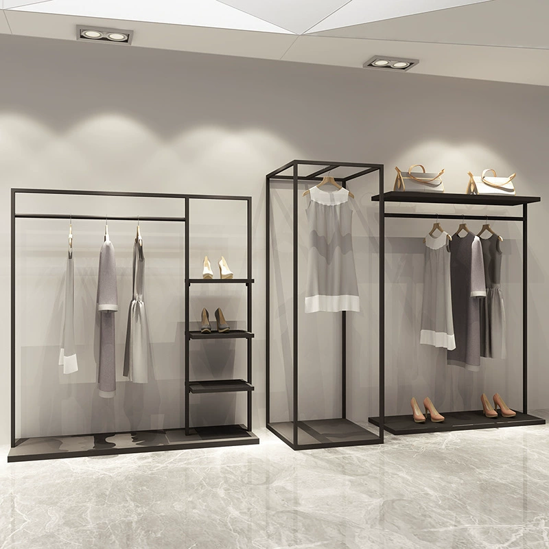 Clothing store display rack hanging rack floor men's and women's clothing shop clothing shelf clothes display shelf simple clothing rack
